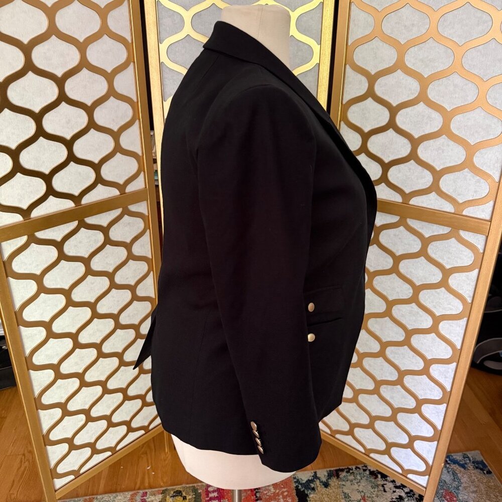 J.Crew Vivienne Navy Linen Blend Blazer 10P Petite Gold Button Tailored Jacket - Picture 6 of 16